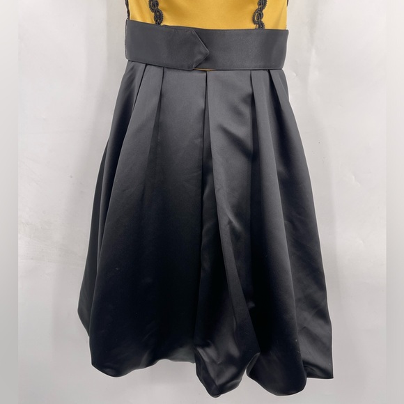 Vintage Betsey Johnson Evening Satin Dress Gold & Black Sleeveless Dress Size 4 - Picture 4 of 8